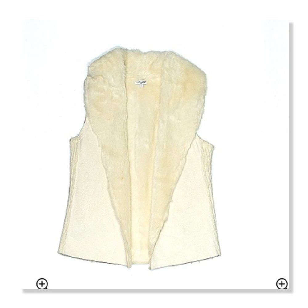 Splendid Faux Suede & Fur Vest - size 12 in Ivory